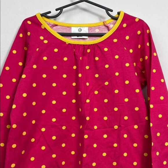 Hanna Andersson Fucshia and Yellow polka dot long sleeve top NWOT size 6-7 years - Picture 2 of 12